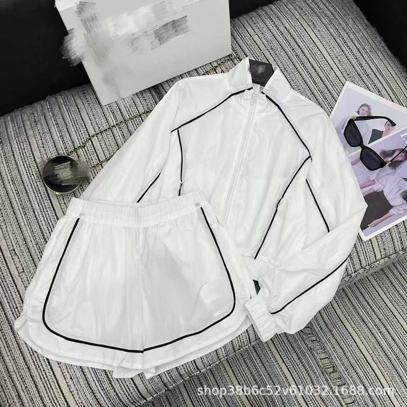 [Nanyou Rose ハイエンド婦人服] 25 新しいカジュアルプリントコントラストカラースタンドカラーサンプロテクションジャケットショーツスーツ|undefined