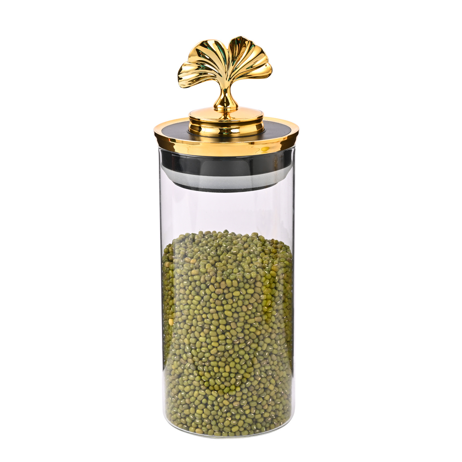 Lujo ligero hoja de ginkgo hogar alimentos té vidrio sellado tarro cocina a prueba de humedad productos secos grano sellado tarro