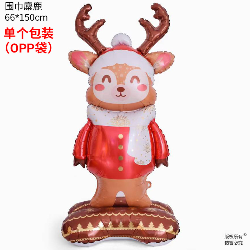 Globo de Navidad 4D de gran tamaño (Santa, trineo, renos), con base tridimensional para pie, decoración para árbol de Navidad