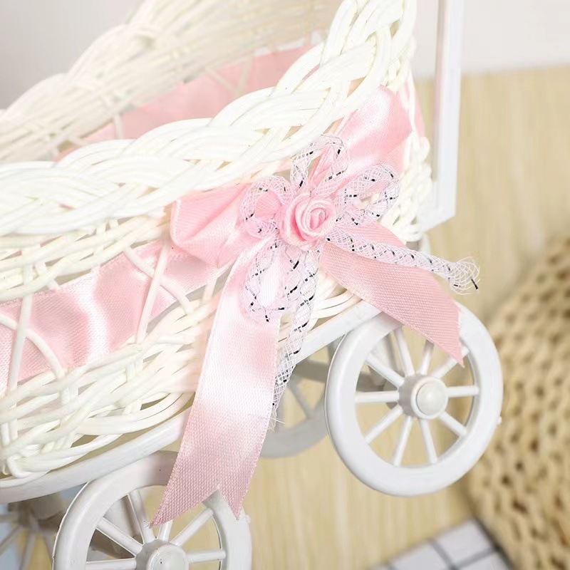Lindo carrito decorado imitación de canastas de frutas de azúcar de Ratán canastas de frutas de azúcar para niños canastas de flores decoración de bodas bocadillos canastas de dulces