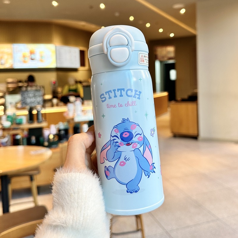 史迪奇双饮儿童保温杯女生高颜值吸管水杯316不锈钢学生便携杯子|undefined
