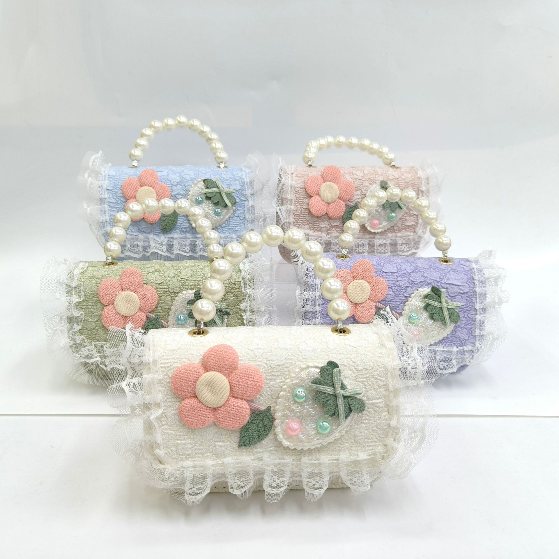 Bolso de arco para niños bolso de rosa de verano bolso de mochila para chicas bolso de princesa de perla pequeña bolsa de cambio de viento fragante