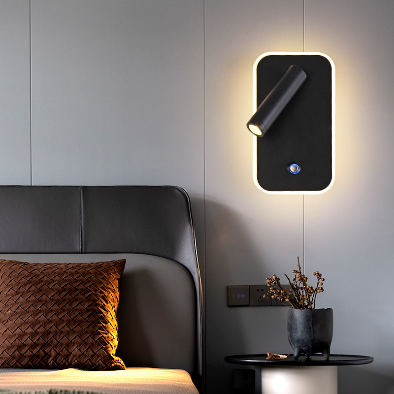 Nueva lámpara de pared táctil de habitación de hotel iluminación atenuante con USB lámpara de pared de dormitorio simple luz de lectura