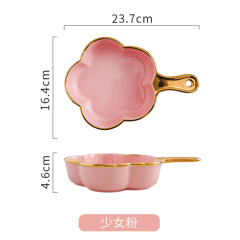 Nórdico de cerámica encaje tazón creativo red oro rojo borde fideos tazón con mango ins estilo hogar ensalada fruta postre tazón