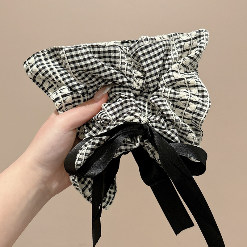 Cuerda para el cabello con lazo a cuadros de todo fósforo, bufanda cuadrada para mujer, lazo para el cabello de intestino grueso 2025, nuevo accesorio para el cabello con cuerda para el cabello de alta gama