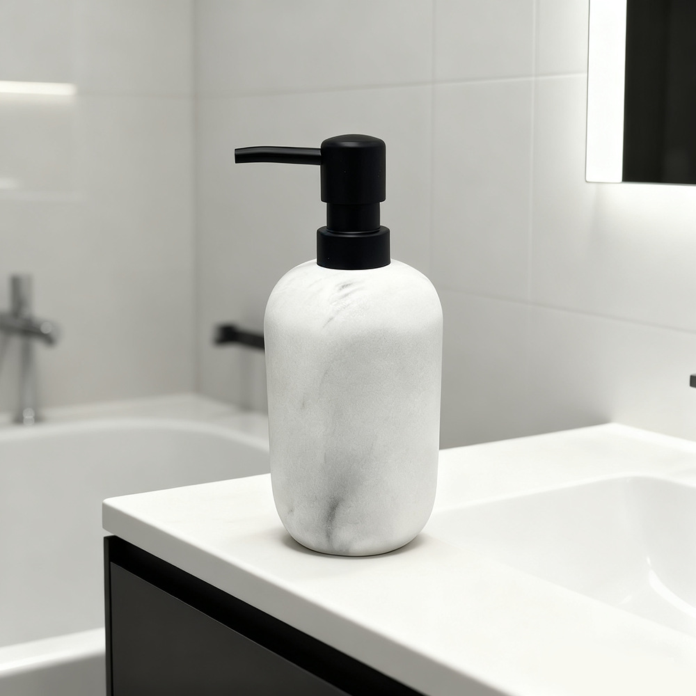 Baño de resina de cuatro piezas set de lavado set de botella de desinfectante de manos inodoro soporte de cepillo de inodoro de inodoro de hotel suministros de almacenamiento de baño