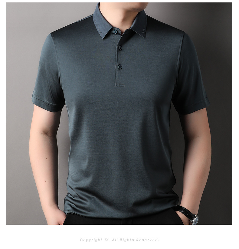 Áo polo nam tay ngắn lụa tơ tằm cổ bẻ phong cách thời trang mùa hè — Cà phê 85088 chi tiết 9