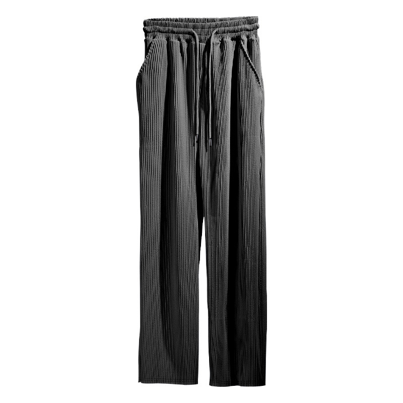 Herrenbekleidung neue Frühjahr und Herbst Herren Freizeithose lockere gerade Hose gestreifte Hose mit hoher Taille weites Bein Trend_voghion.com