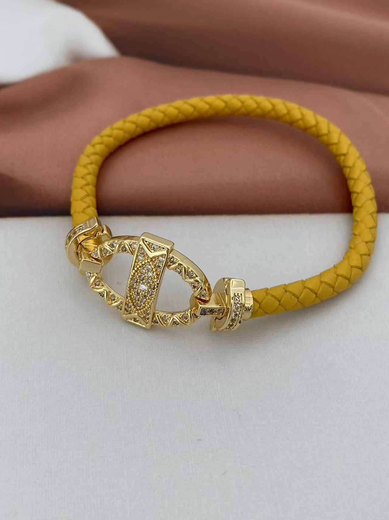 Vintage Style Classic Style Geometric Zircon Leather Rope Copper Woven Chain String Bracelets Wholesale display picture 12