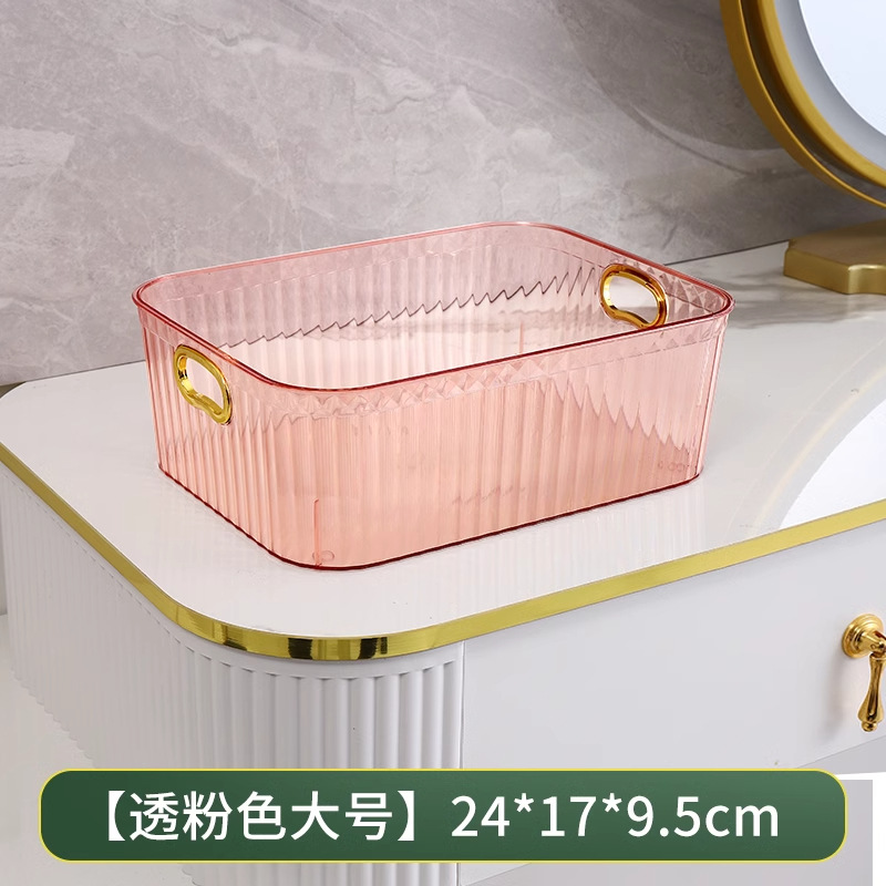 Organizador de cosméticos de lujo ligero, almacenamiento de escritorio transparente de acrílico, para snacks, mascarillas y cuidado de la piel, caja para tocador