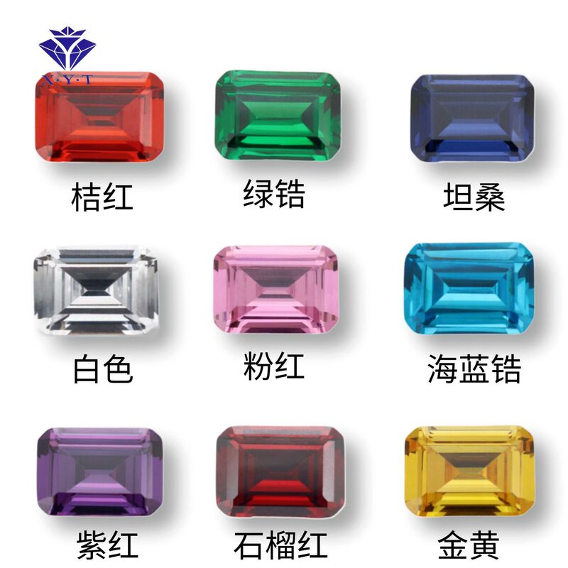 Xingyongtai Gemstone Rectangular Faceted Multi-Color Combination Zircon Loose Stone Colorful Emerald Cut Ring Face