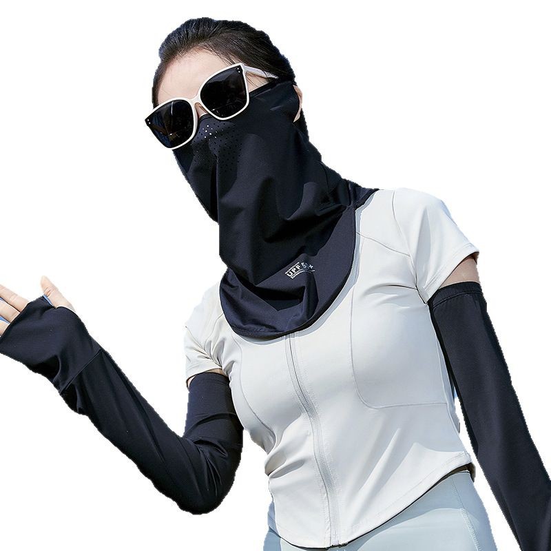 Máscara de protección solar de seda de hielo para hombres y mujeres con capucha de ciclismo ultravioleta en toda la cara, cuello, máscara, velo, máscara facial para conducir