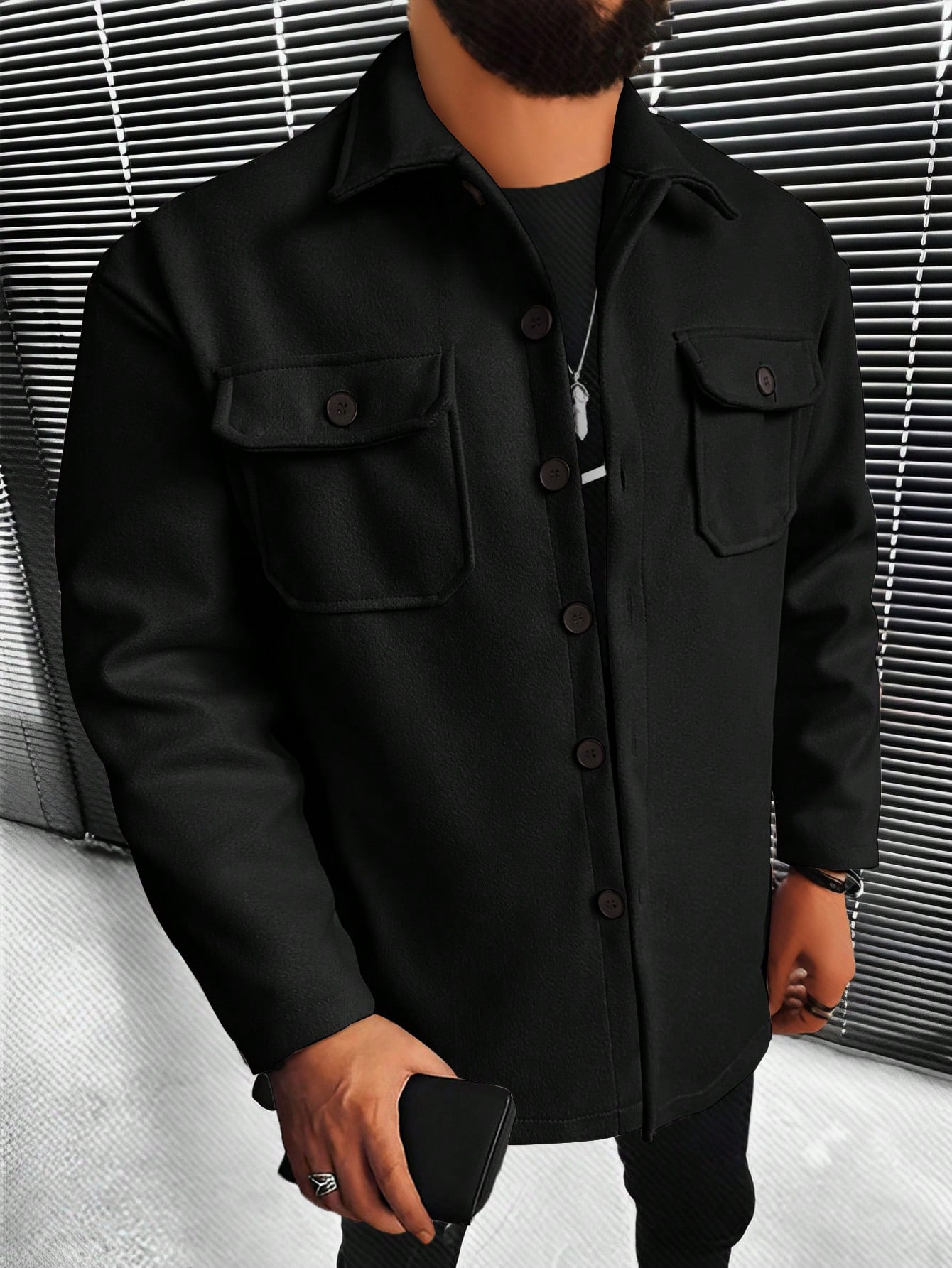 Men's Casual Woolen Jacket Classic Winter Coat For Autumn_voghion.com
