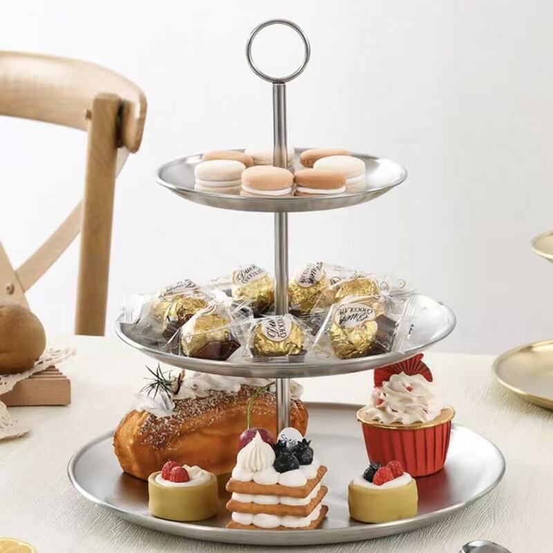 Cross-Border Stainless Steel Multi-Layer Cake and Snack Stand for Home Use, Living Room Coffee Table Fruit Plate, Cake Plate, Snack Tray, Display Tray Cross-Border Stainless Steel Multi-Layer Cake and Snack Stand for Home Use, Living Room Coffee Table Fruit Plate, Cake Plate, Snack Tray, Display Tray