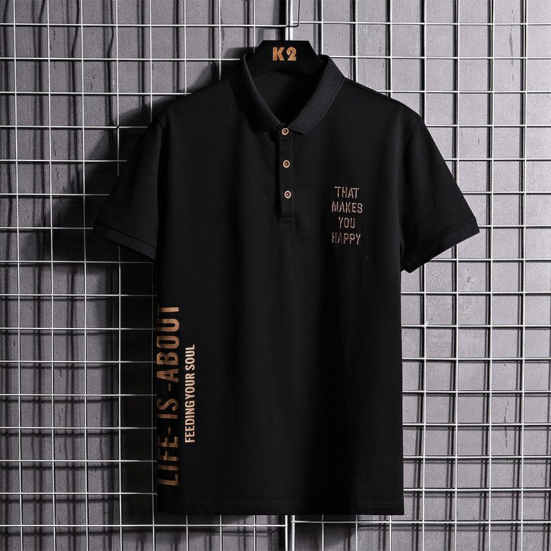 M-8XL summer new men's short-sleeved polo shirt trendy casual lapel young and middle-aged short T-shirt men 2303
