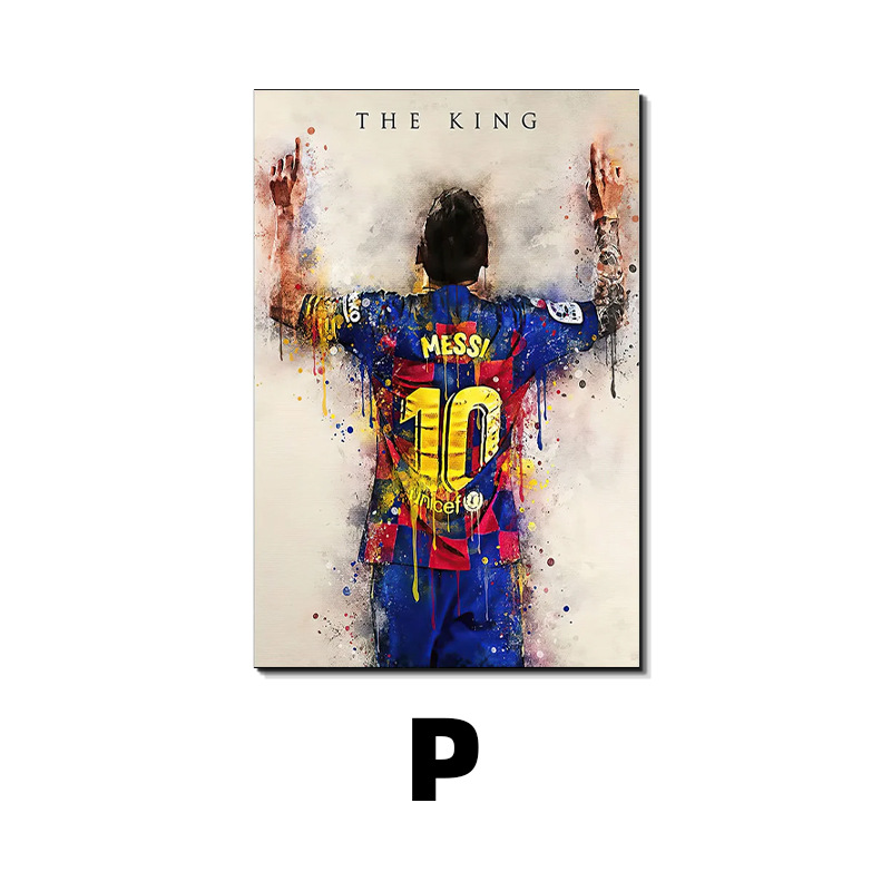 Estrella del fútbol Messi Decoración Pintura Carteles Copa del Mundo Deportistas Sala de estar Dormitorio Paredes Pintura en lienzo Jet