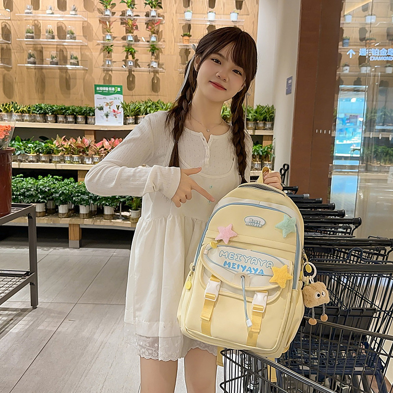 初高中大学生书包三件套高颜值轻便耐磨软妹双肩包多巴胺ins背包|undefined