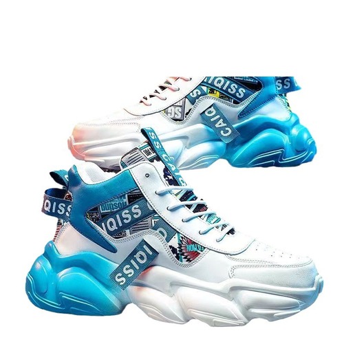 Spring Men's Shoes Summer Middle School Students Basketball Sports Running Sneakers Youth Casual High Top Thick Sole Dad's Trendy Shoes