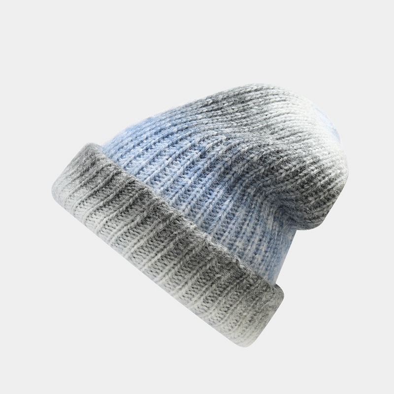 New autumn winter knitted trend gradient color tie dye warm woolen hat for children, soft and skin friendly pile cap_voghion.com