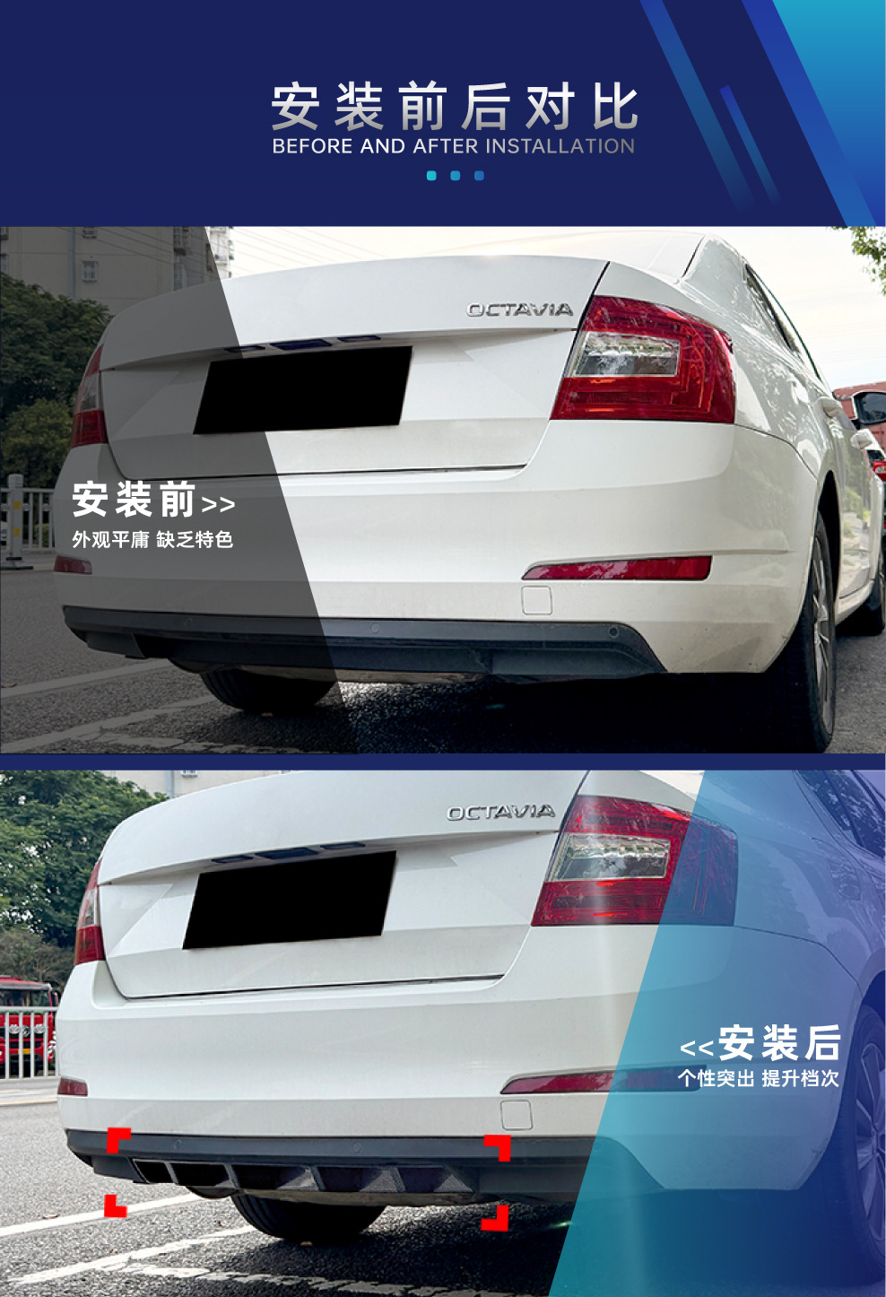 Suitable for Skoda Octavia MK3 2015-2017 rear lip spoiler surround cross-border modification