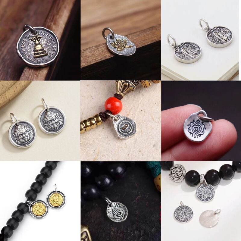 Vintage Zakiram Small Pendant Charm Clip Side-Hanging Braided Rope Bracelet Unisex Jewelry Accessory