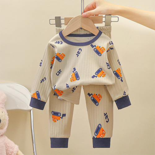 Children's cotton underwear set spring new boy autumn clothes autumn pants baby pajamas girl home clothes children's clothing