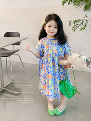 Children's Flower Dress Summer Girl Sweet Dress Children's Skirt 3-8 Years Old Children's Clothing Dropshipping One Piece