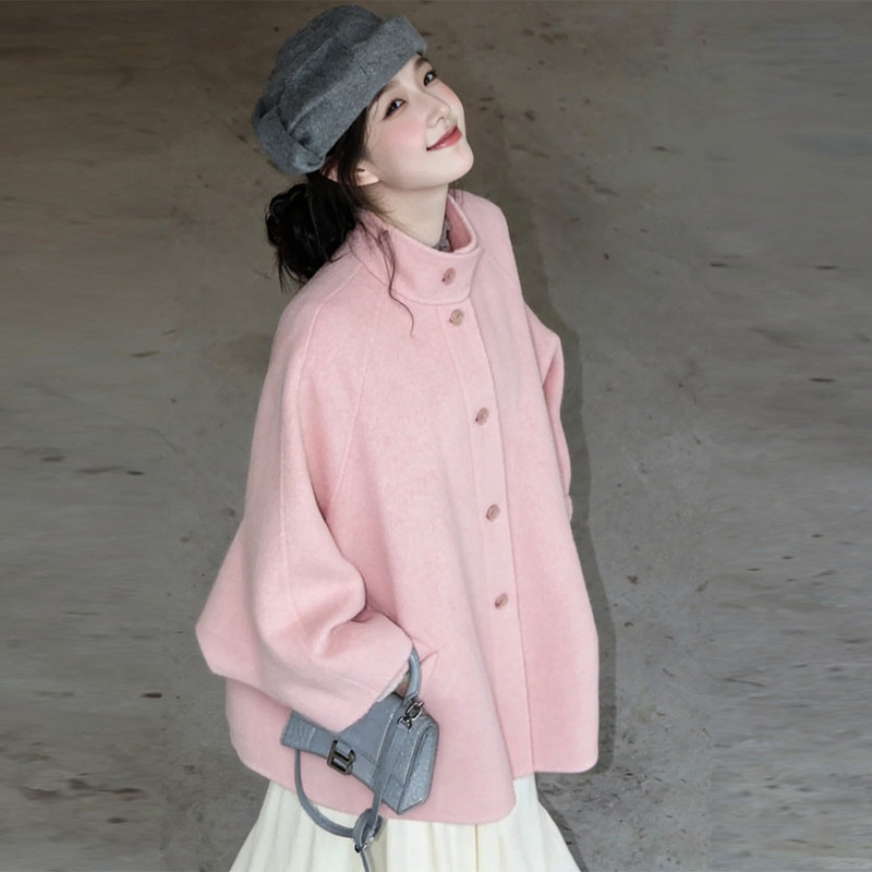 Korean-Style Pink Double-Sided Woolen Coat for Women, 2025 Winter New Style, Gentle and Elegant Woolen Overcoat Korean-Style Pink Double-Sided Woolen Coat for Women, 2025 Winter New Style, Gentle and Elegant Woolen Overcoat