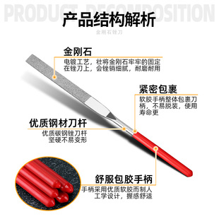 ✅ Diamond File Steel File Fine Alloy Assorted Set Metal Grinding and Trimming Tool Triangular Semicircle Mini Complete