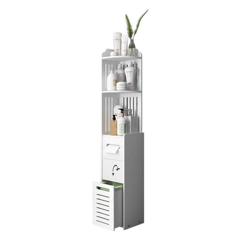 Estante de almacenamiento para esquina de baño, mueble de almacenamiento multicapa para el hogar, estante de almacenamiento de gran capacidad para baño, de pie.
