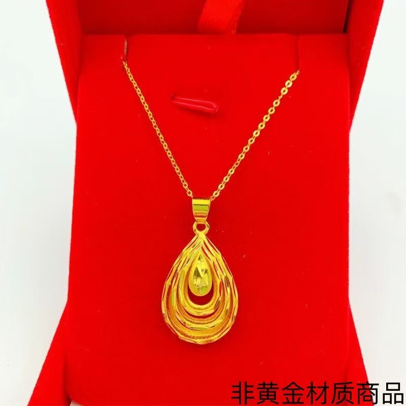 新しい中国風のウォータードロップペンダントネックレス古代サンドゴールド長持ちする鎖骨チェーン女性のハイエンドエレガントでクールな卸売|undefined