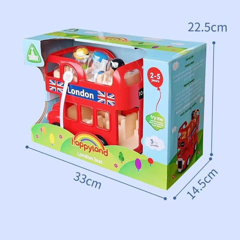 Cross-Border Best-Selling Baoletong London Bus Children's Double-Decker Sightseeing Bus Educational Toy Car Red with Sound and Light