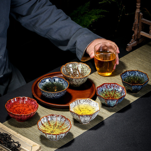 Yao Bian Gongfu Tea Cup Owner Cup Ceramic Tianmu Glaze Jian Zhan Tea Cup Tea Set Teacup Home Use Single Cup Small Tea Bowl