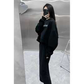 大码春秋季时尚洋气显瘦卫衣套装裙高级感穿搭半身裙两件套胖