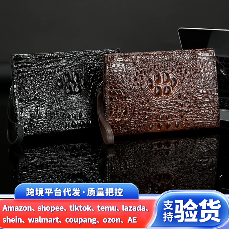 Manufacturer Wholesale Crocodile Pattern Business Toiletry Bag 2026 New Model Daily Simple Embossed Handbag Men's Clutch Bag
