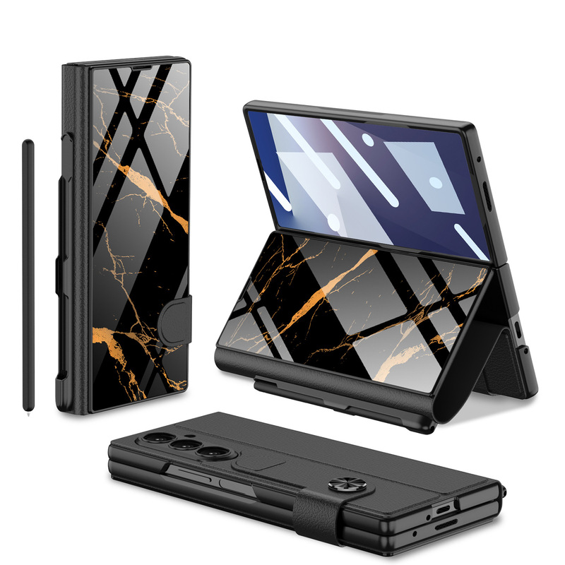 Amazon 適用 Samsung zFold7 フリップレザーケース携帯電話ケースメンズパーソナライズされた折りたたみシェルフィルムペンスロット保護カバー|undefined