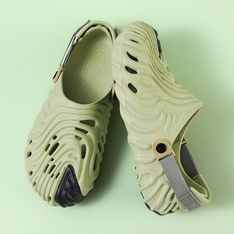 Huella digital agujero zapatos personalidad hombres 2023 verano casual al aire libre antideslizante plataforma sandalias pareja playa cerrada dedo del pie zapatillas