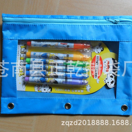 420D Oxford cloth pencil case, three-hole pencil case, three-hole stationery bag, three-hole document bag, cross-border Amazon