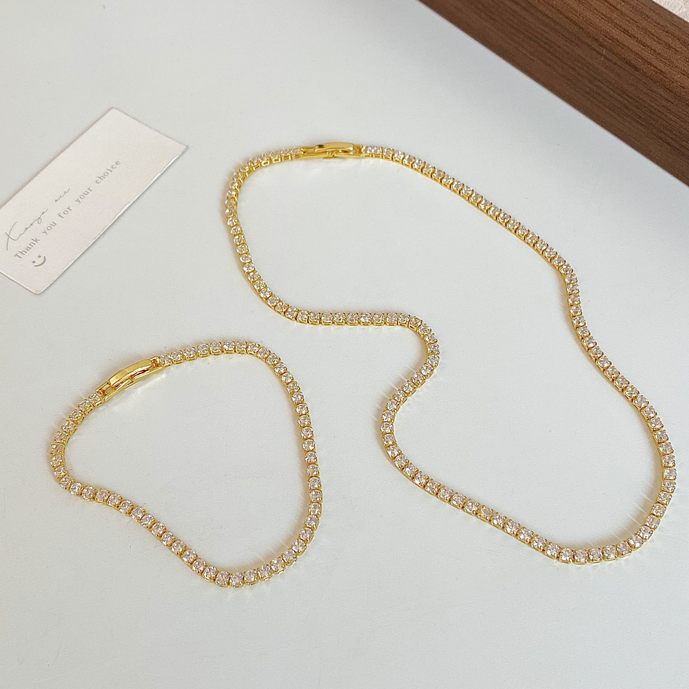 1 Piece Quantity Street Occasion Copper Material Solid Color Pattern Classic Style Solid Color Copper Inlay Zircon Bracelets Necklace