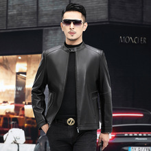 真皮皮衣男海宁绵羊皮立领青年夹克春秋新款韩版立领潮男休闲外套