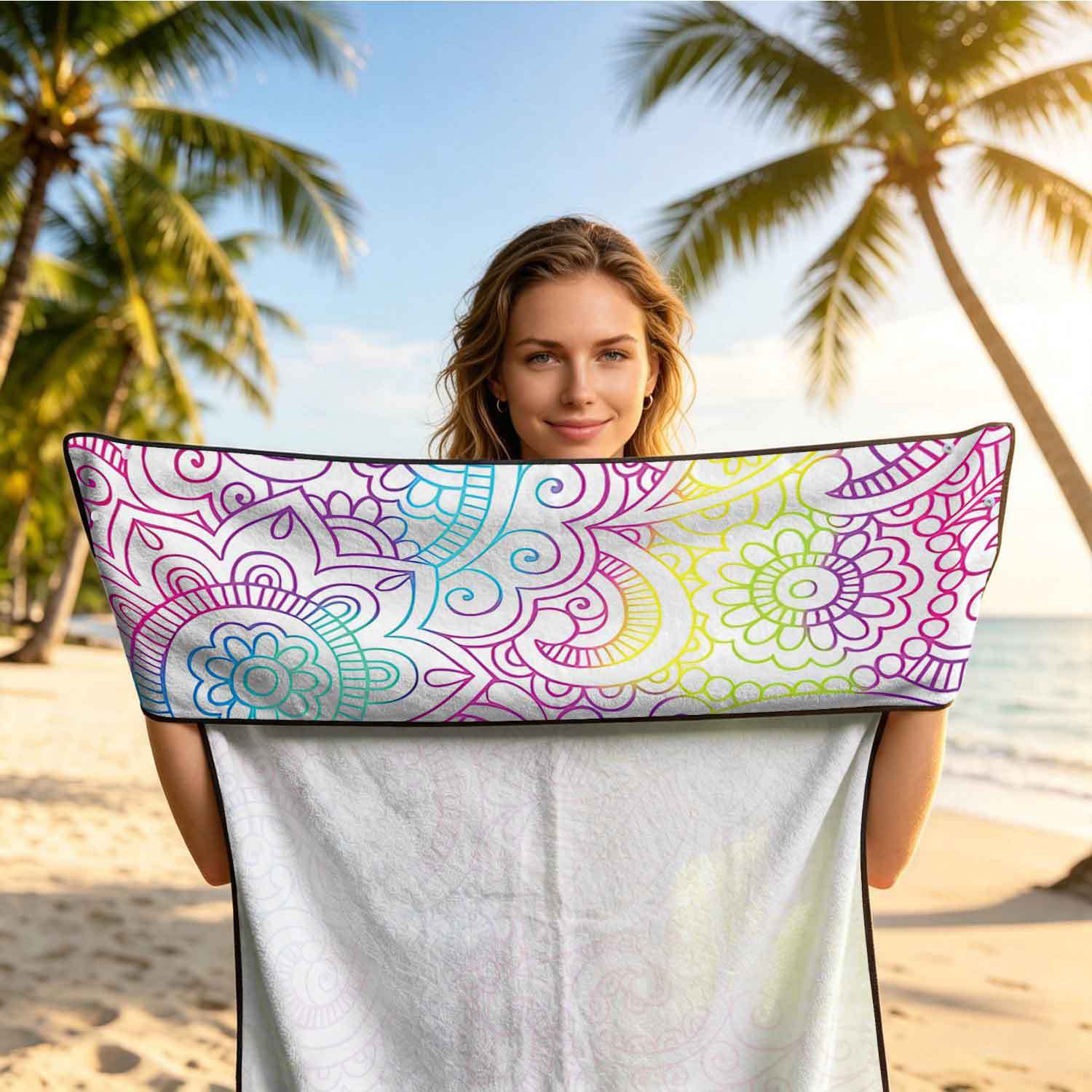 2-piece dual-use car seat cover, ultra-fine fiber, can be used as a beach towel, printed car protective seat cover 6