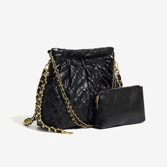 高級質感單肩垃圾袋鏈條流浪包包女2024春夏新款大容量輕奢托特包