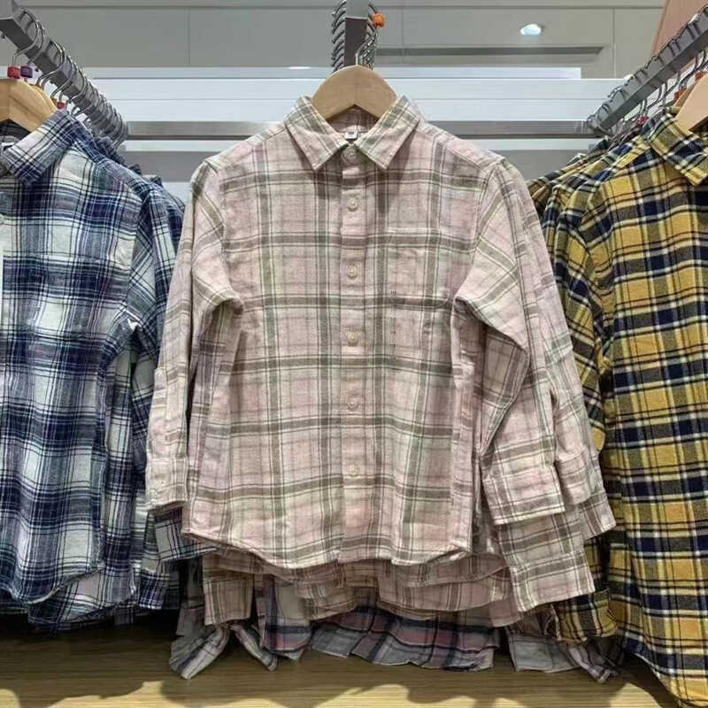 New Children's Wear Boys and Girls Flannel Plaid Shirt Long Sleeve Shirt Thin Jacket M471386 471388