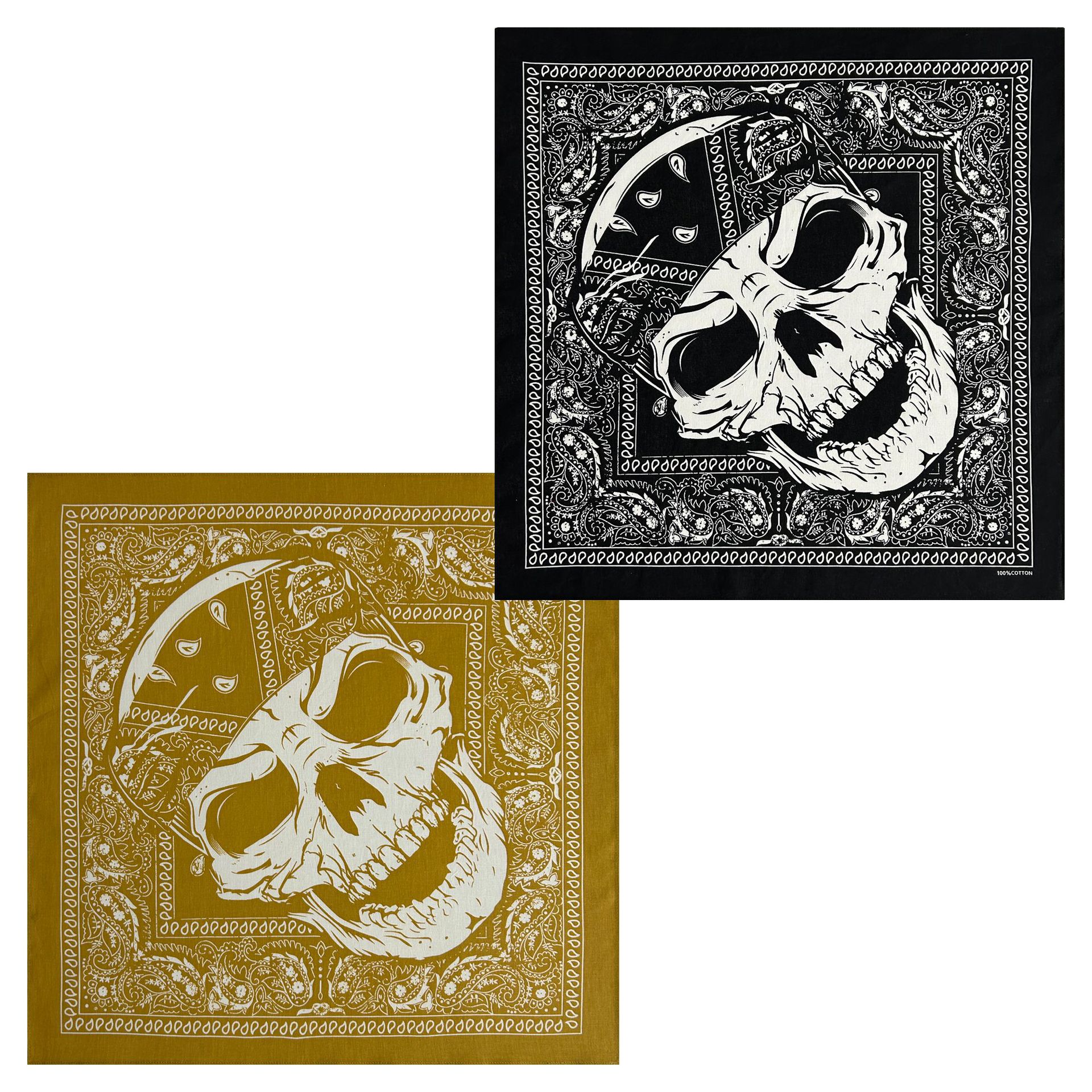 In-Stock 55cm Halloween Ghost Skull Print Square Scarf Paisley Square Scarf Foreign Trade Hip-Hop Headscarf Bandana