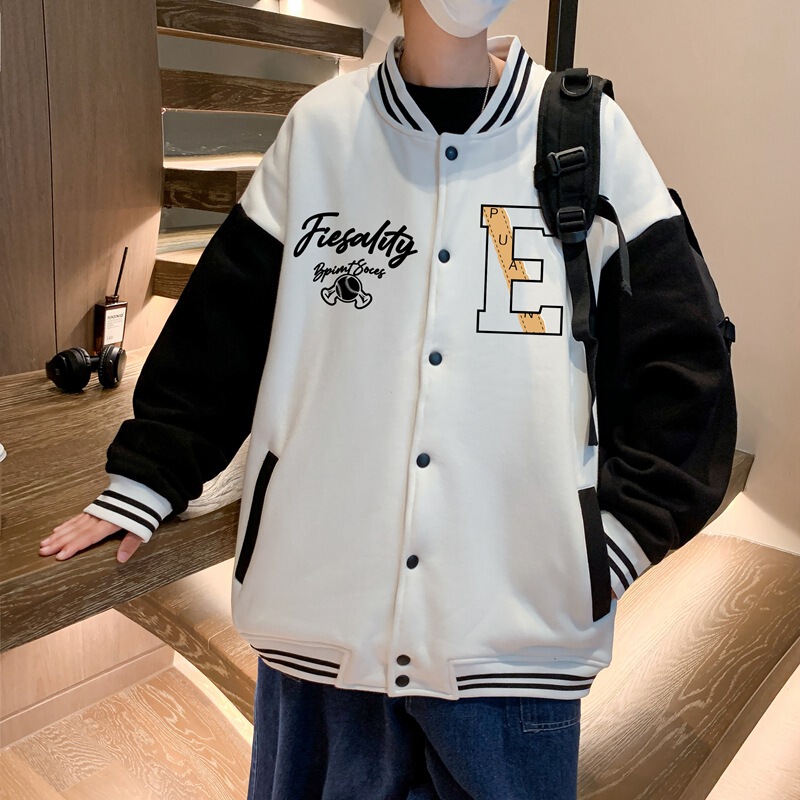 Spring and Autumn New Men's Jackets Casual Jackets Color Matching Printed Boys Handsome Baseball Uniforms Student Sports Class Uniforms