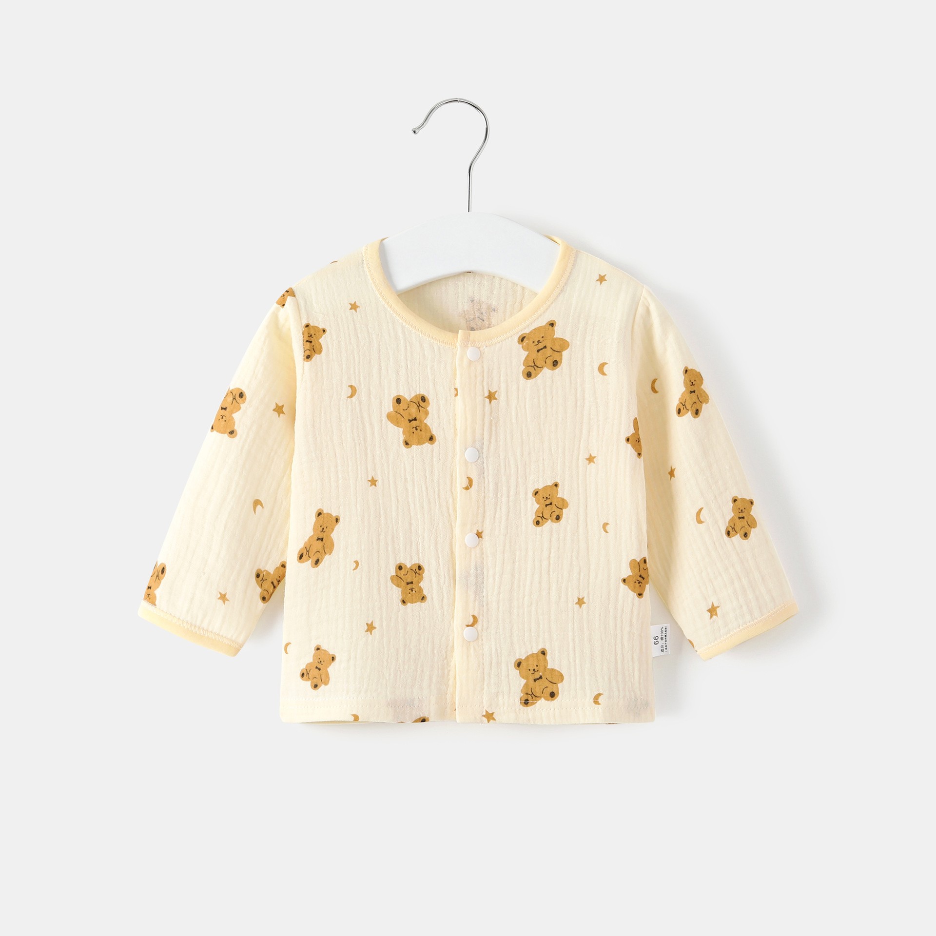 Summer thin gauze top for babies, long-sleeved, newborn pajamas, air-conditioned clothing for boys and girls.