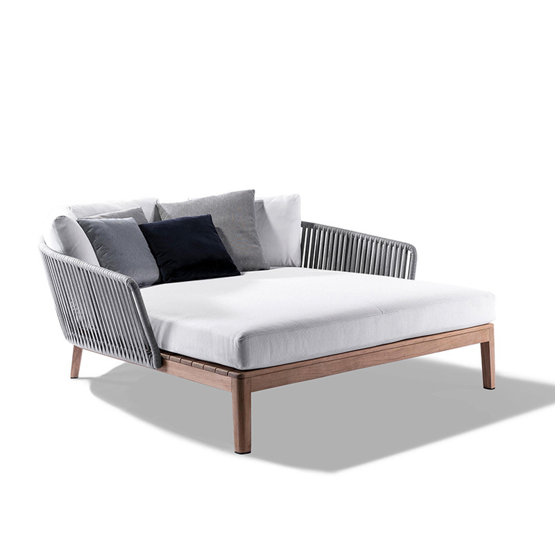 Muebles de jardín al aire libre sala de estar silla de caña sofá combinación de madera maciza caña sofá patio al aire libre chalet sofá de madera de caña