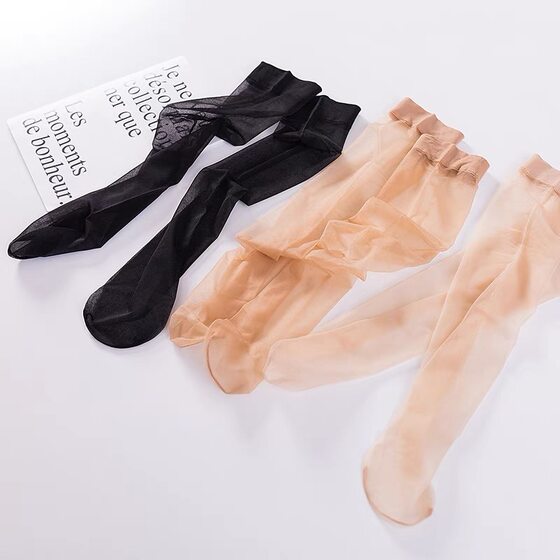 Factory direct summer stockings short jk tube socks women's ultra-thin long tube knee socks skin color through meat calf socks on behalf of hair