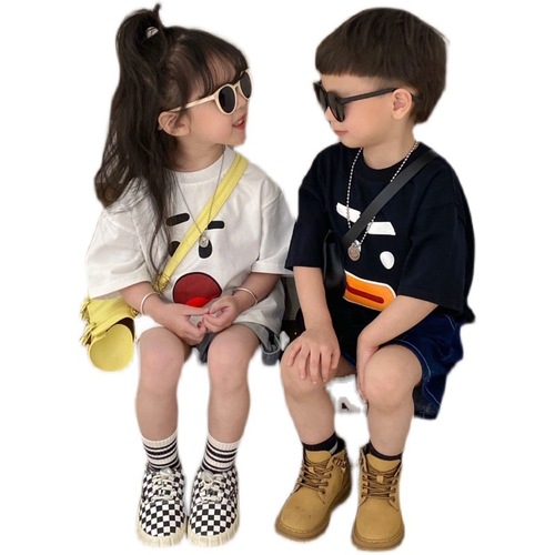 Girls short-sleeved T-shirt pure cotton  new summer clothes boys half-sleeved T-shirt tops baby cotton bottoming