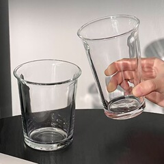 翻口杯简约高颜值美式咖啡杯牛奶杯印制logo伴手礼加厚透明玻璃杯